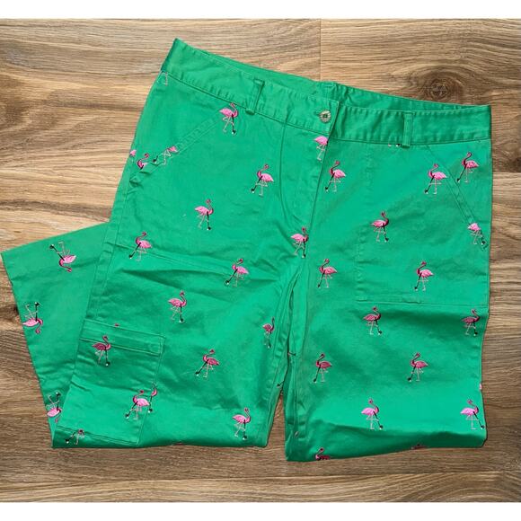 Lilly Pulitzer Luxletic Corso Golf Pants Pull On Flamingo Print - Size 12 -OD - Picture 1 of 10